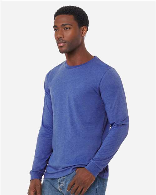 BELLA + CANVAS Heather CVC Long Sleeve Tee 3501CVC - Heather True Royal