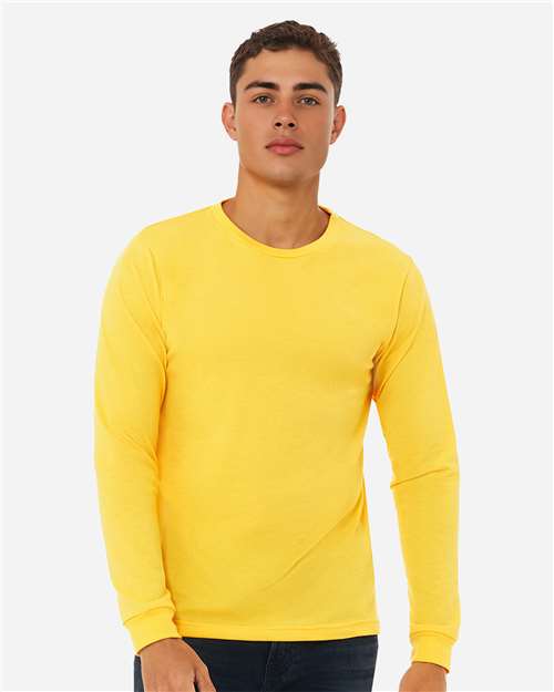 BELLA + CANVAS Heather CVC Long Sleeve Tee 3501CVC - Heather Yellow Gold