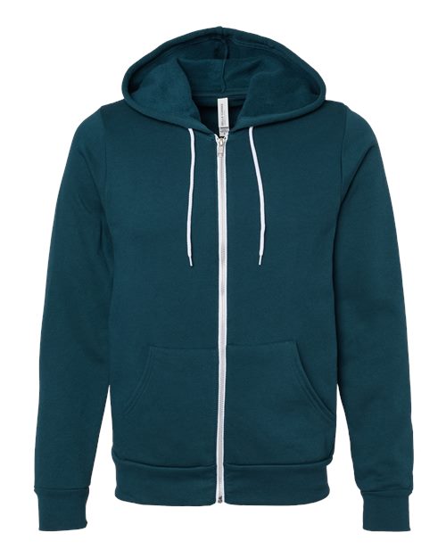 BELLA + CANVAS Unisex Sponge Fleece Full-Zip Hoodie Sweatshirt 3739 - Atlantic