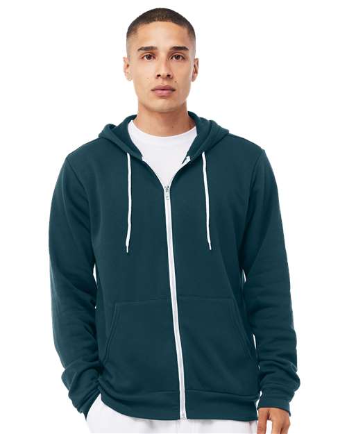 BELLA + CANVAS Unisex Sponge Fleece Full-Zip Hoodie Sweatshirt 3739 - Atlantic