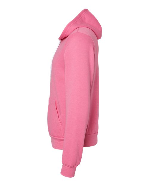 BELLA + CANVAS Unisex Sponge Fleece Full-Zip Hoodie Sweatshirt 3739 - Heather Charity Pink