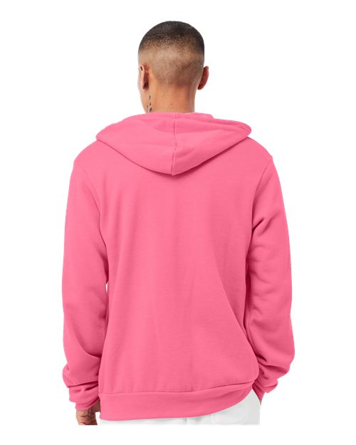 BELLA + CANVAS Unisex Sponge Fleece Full-Zip Hoodie Sweatshirt 3739 - Heather Charity Pink