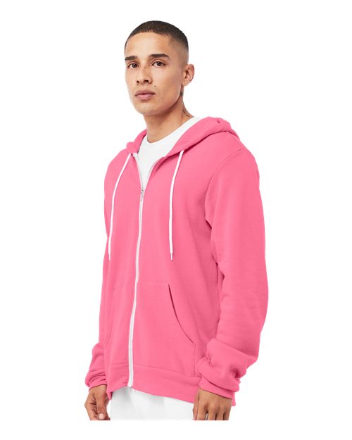 BELLA + CANVAS Unisex Sponge Fleece Full-Zip Hoodie Sweatshirt 3739 - Heather Charity Pink
