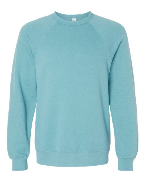 BELLA + CANVAS Unisex Sponge Fleece Raglan Crewneck Sweatshirt 3901 - Heather Blue Lagoon