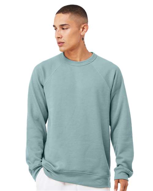 BELLA + CANVAS Unisex Sponge Fleece Raglan Crewneck Sweatshirt 3901 - Heather Blue Lagoon