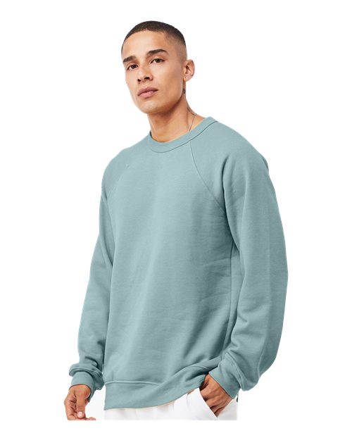 BELLA + CANVAS Unisex Sponge Fleece Raglan Crewneck Sweatshirt 3901 - Heather Blue Lagoon