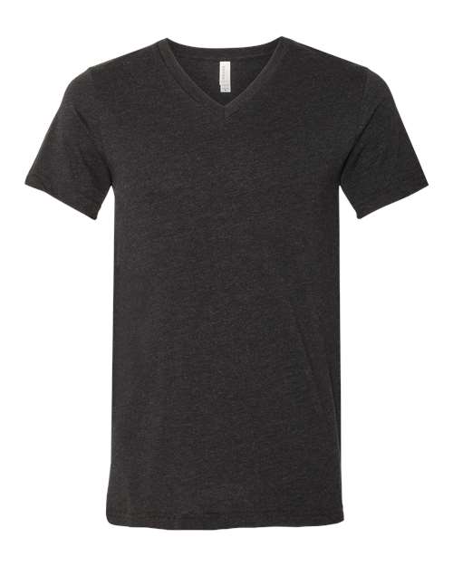 BELLA + CANVAS Unisex Heather CVC V-Neck Tee 3005CVC - Black Heather