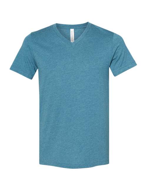 BELLA + CANVAS Unisex Heather CVC V-Neck Tee 3005CVC - Heather Deep Teal