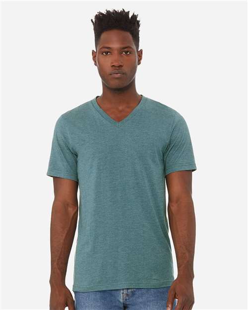 BELLA + CANVAS Unisex Heather CVC V-Neck Tee 3005CVC - Heather Deep Teal