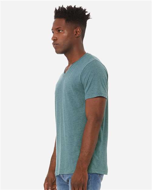 BELLA + CANVAS Unisex Heather CVC V-Neck Tee 3005CVC - Heather Deep Teal