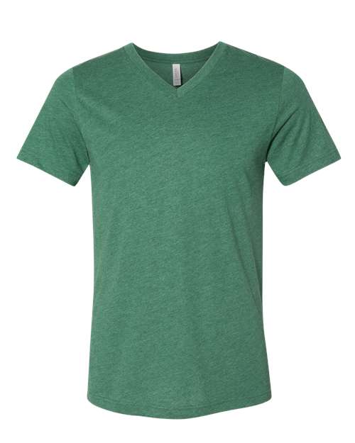 BELLA + CANVAS Unisex Heather CVC V-Neck Tee 3005CVC - Heather Grass Green