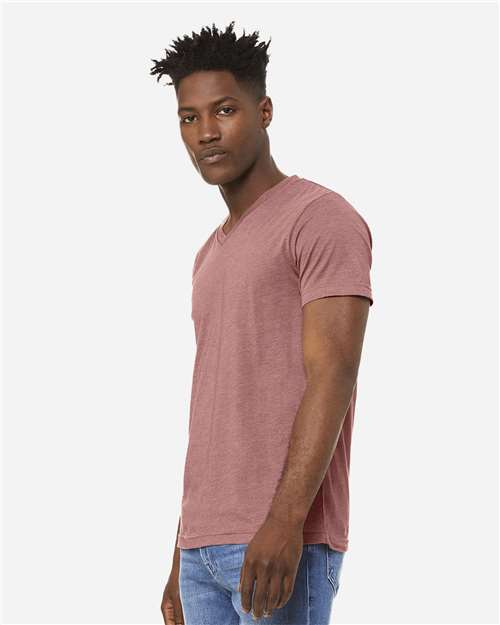 BELLA + CANVAS Unisex Heather CVC V-Neck Tee 3005CVC - Heather Mauve