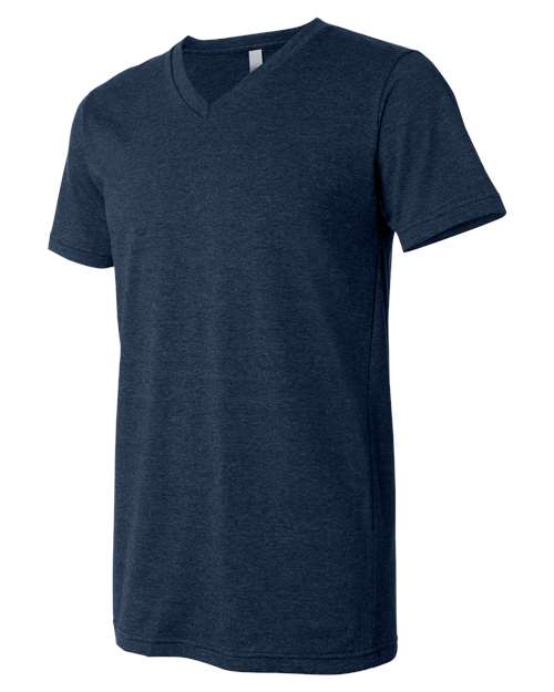 BELLA + CANVAS Unisex Heather CVC V-Neck Tee 3005CVC - Heather Navy