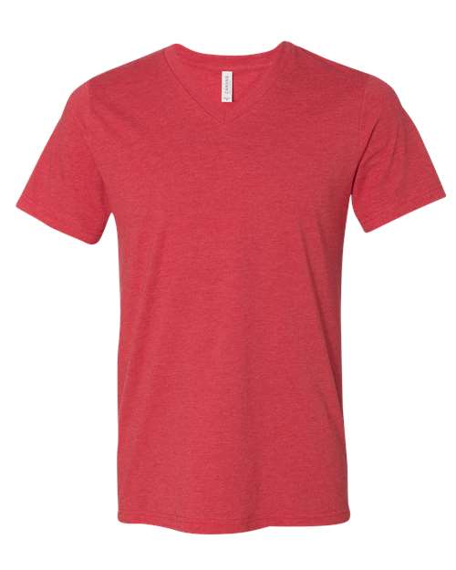 BELLA + CANVAS Unisex Heather CVC V-Neck Tee 3005CVC - Heather Red