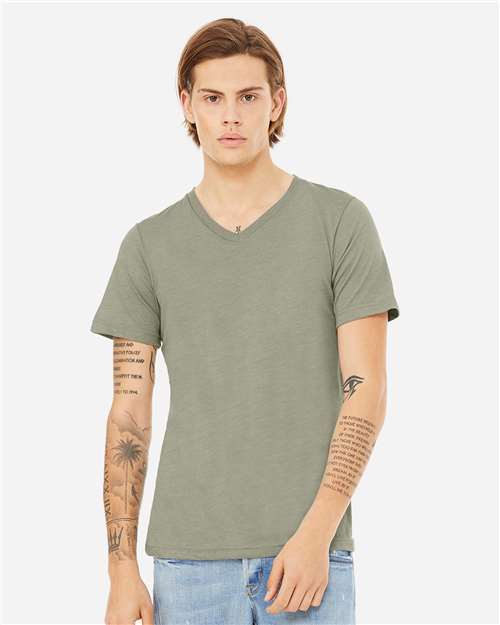 BELLA + CANVAS Unisex Heather CVC V-Neck Tee 3005CVC - Heather Stone