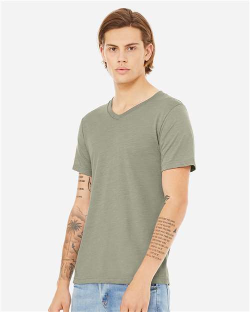BELLA + CANVAS Unisex Heather CVC V-Neck Tee 3005CVC - Heather Stone