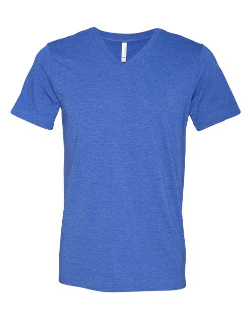 BELLA + CANVAS Unisex Heather CVC V-Neck Tee 3005CVC - Heather True Royal