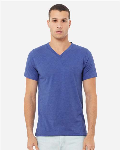 BELLA + CANVAS Unisex Heather CVC V-Neck Tee 3005CVC - Heather True Royal