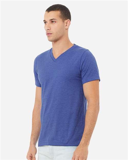 BELLA + CANVAS Unisex Heather CVC V-Neck Tee 3005CVC - Heather True Royal