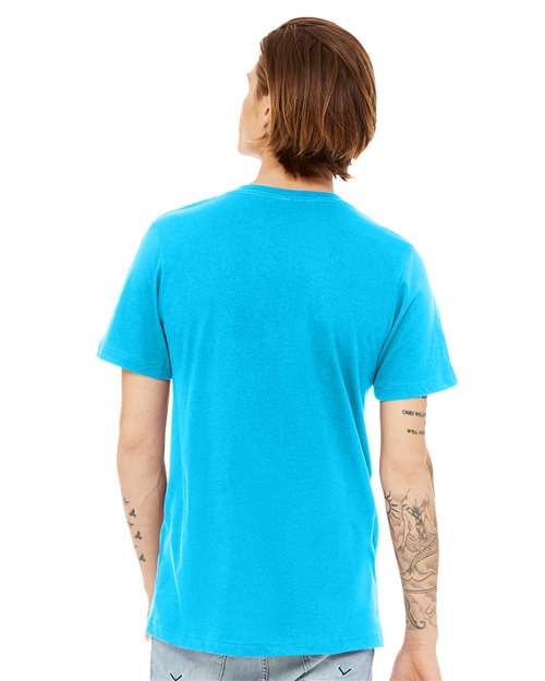 BELLA + CANVAS Unisex Heather CVC V-Neck Tee 3005CVC - Neon Blue