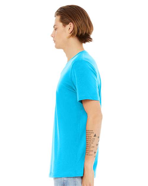 BELLA + CANVAS Unisex Heather CVC V-Neck Tee 3005CVC - Neon Blue