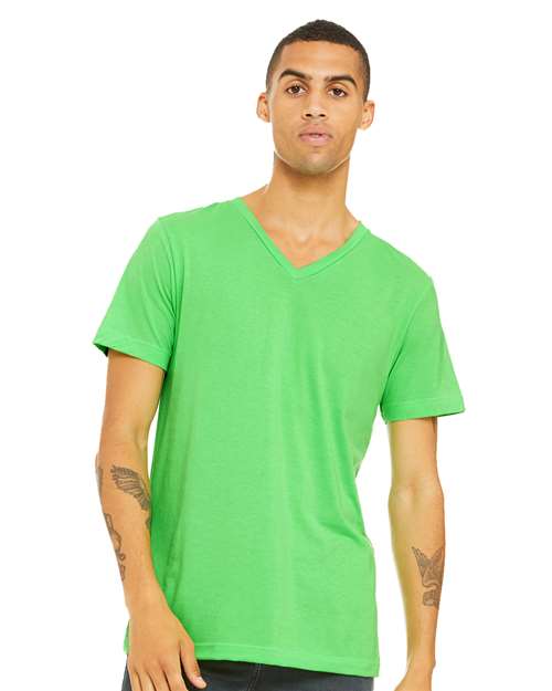 BELLA + CANVAS Unisex Heather CVC V-Neck Tee 3005CVC - Neon Green
