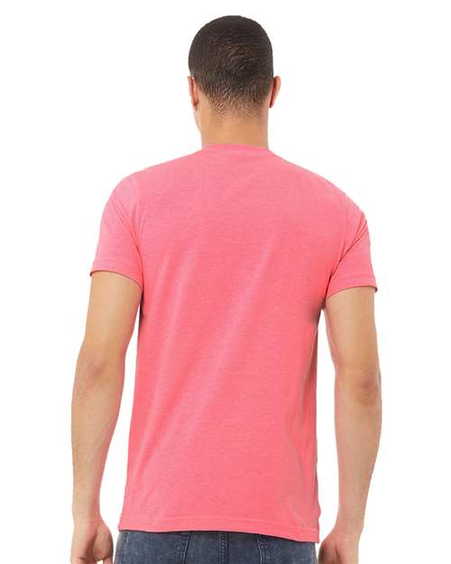 BELLA + CANVAS Unisex Heather CVC V-Neck Tee 3005CVC - Neon Pink
