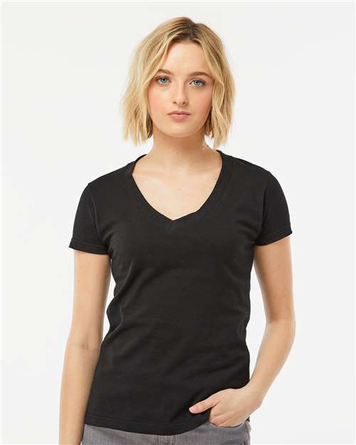 Tultex Women's Fine Jersey V-Neck T-Shirt 214