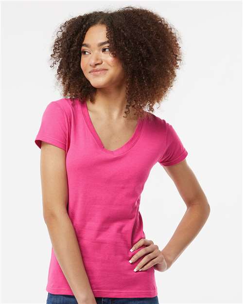Tultex Women's Fine Jersey V-Neck T-Shirt 214