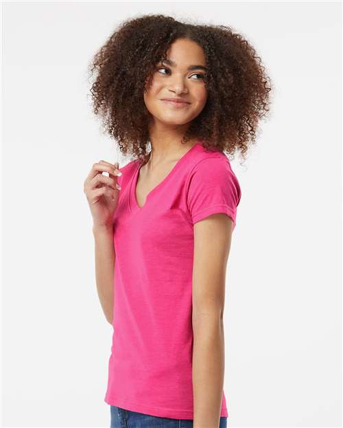 Tultex Women's Fine Jersey V-Neck T-Shirt 214