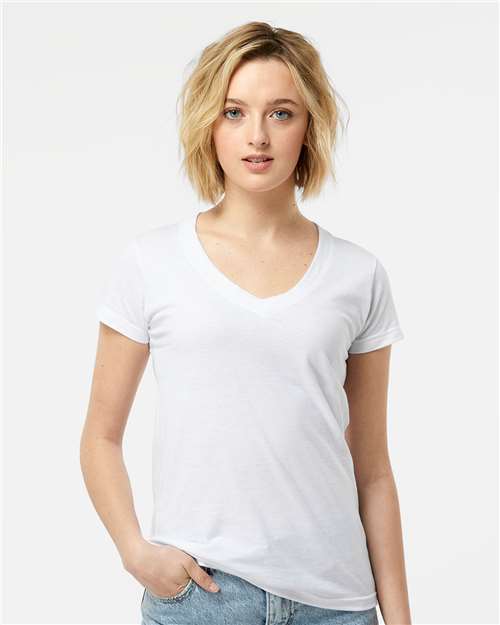 Tultex Women's Fine Jersey V-Neck T-Shirt 214
