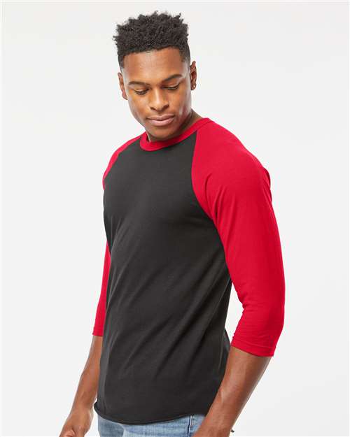 Tultex Unisex Fine Jersey Raglan T-Shirt 245 - Black/ Red