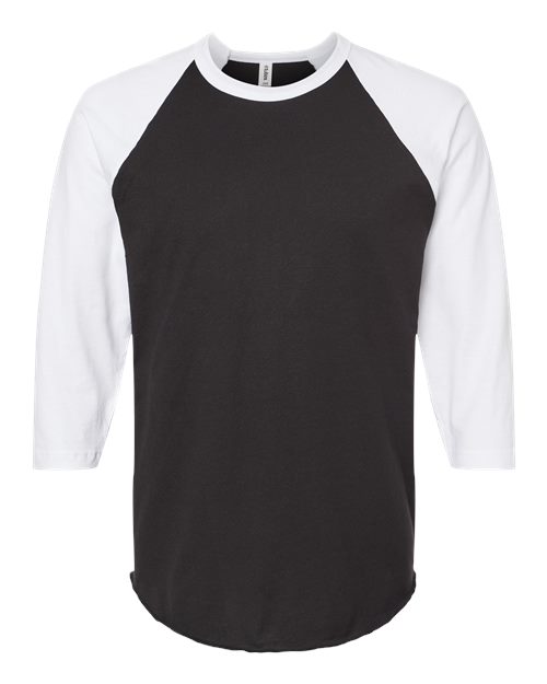 Tultex Unisex Fine Jersey Raglan T-Shirt 245 - Black/ White