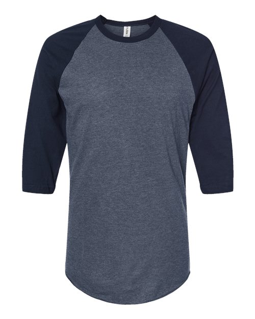 Tultex Unisex Fine Jersey Raglan T-Shirt 245 - Heather Denim/ Navy