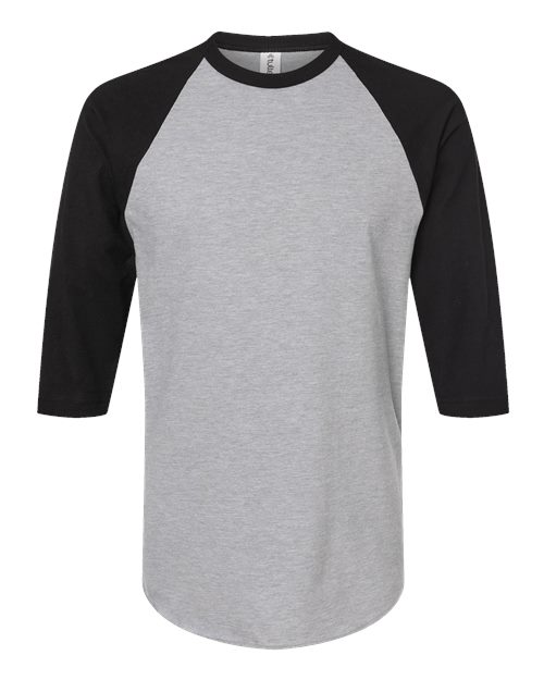Tultex Unisex Fine Jersey Raglan T-Shirt 245 - Heather Grey/ Black