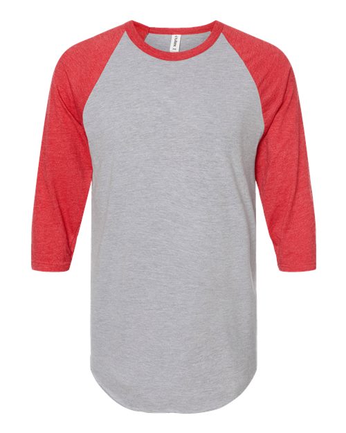 Tultex Unisex Fine Jersey Raglan T-Shirt 245 - Heather Grey/ Heather Red