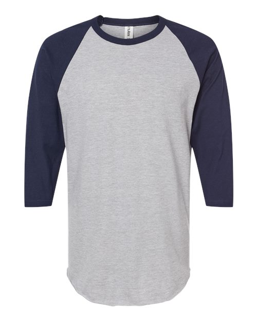 Tultex Unisex Fine Jersey Raglan T-Shirt 245 - Heather Grey/ Navy