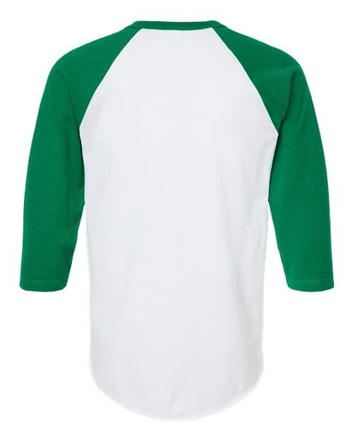 Tultex Unisex Fine Jersey Raglan T-Shirt 245 - White/ Kelly