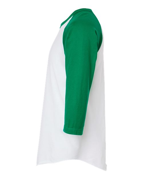 Tultex Unisex Fine Jersey Raglan T-Shirt 245 - White/ Kelly