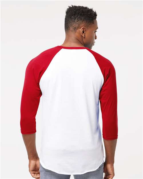 Tultex Unisex Fine Jersey Raglan T-Shirt 245 - White/ Red