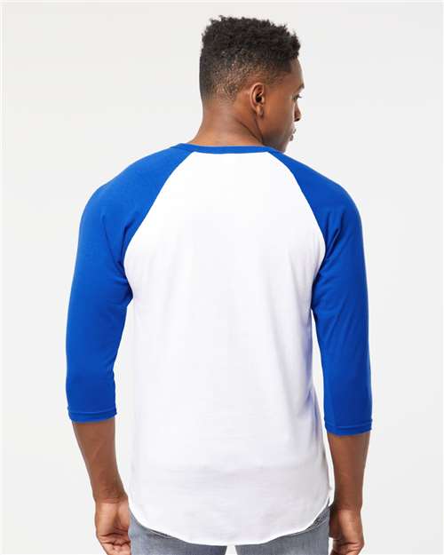 Tultex Unisex Fine Jersey Raglan T-Shirt 245 - White/ Royal