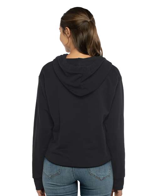 Next Level Women's Laguna Sueded Raw Edge Crop Hoodie Sweatshirt 9384