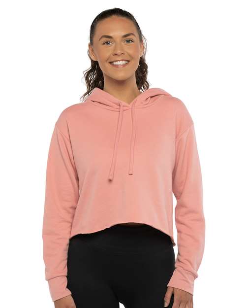 Next Level Women's Laguna Sueded Raw Edge Crop Hoodie Sweatshirt 9384