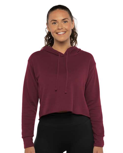 Next Level Women's Laguna Sueded Raw Edge Crop Hoodie Sweatshirt 9384
