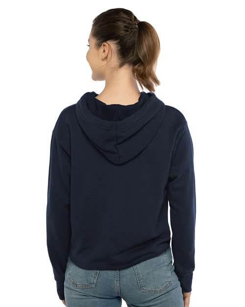 Next Level Women's Laguna Sueded Raw Edge Crop Hoodie Sweatshirt 9384