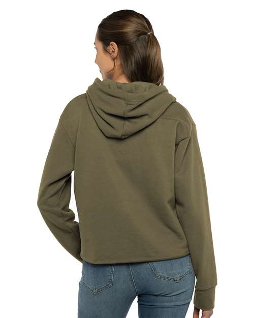 Next Level Women's Laguna Sueded Raw Edge Crop Hoodie Sweatshirt 9384