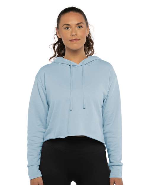 Next Level Women's Laguna Sueded Raw Edge Crop Hoodie Sweatshirt 9384