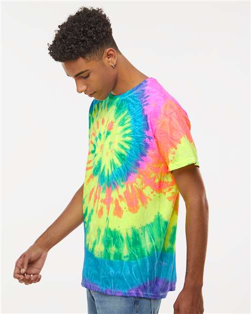 Colortone Unisex Multi-Color Tie-Dyed T-Shirt 1000 - Neon Rainbow