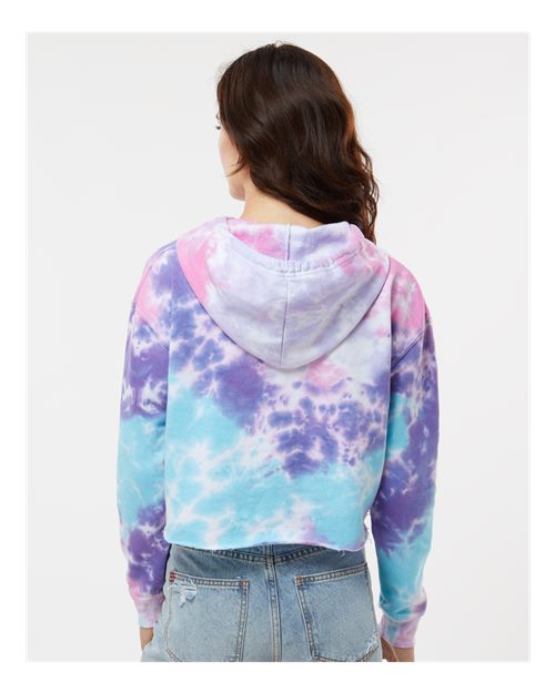 Colortone Women's Tie-Dyed Crop Hooded Sweatshirt 8333