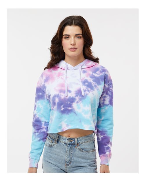 Colortone Women's Tie-Dyed Crop Hooded Sweatshirt 8333